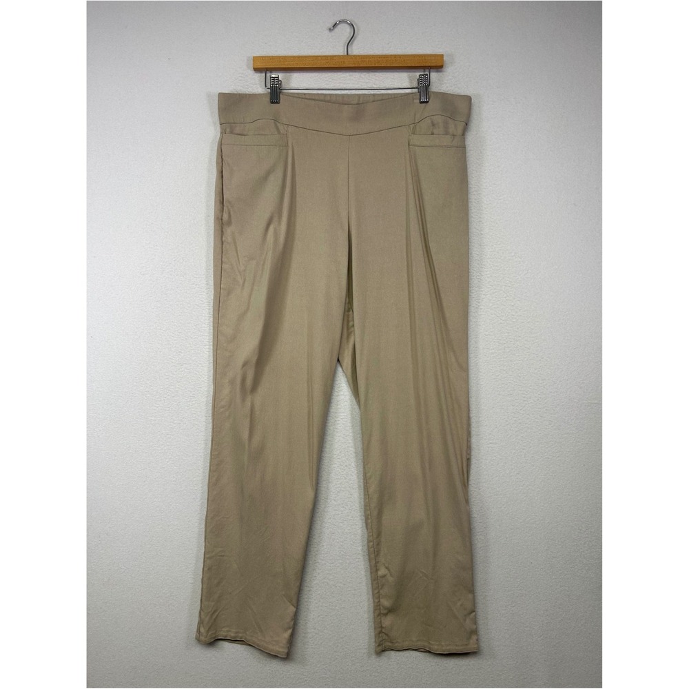 Professional Prophecy Womens‎ 14 Tan Pull On Straight Leg Stretch Dress Pants